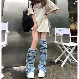 Denim/ Knit Leg Warmers